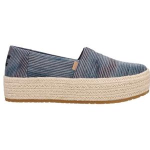 TOMS Dames Valencia Denim Slip On Espadrille Flats Casual - Blauw - Maat 9.5 B