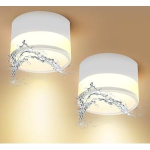Temgin IP65 2-delige plafondlamp opbouw Wit LED 12W 3000K warm wit plafondspots aluminium 230V Ø10cm plafond opbouwspots badkamer