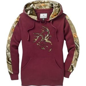 Legendary Whitetails Camo Outfitter Hoodie voor dames, Roestige Maroon, XS