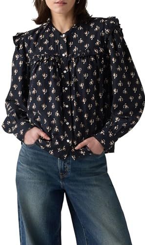 LEVI'S - Hemd - Zwart - Katoen - Lange Mouwen met Volants