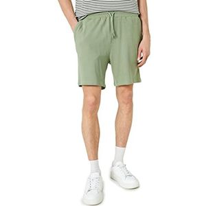 Koton Basic bermuda met trekkoord en zakken, gedetailleerd, slimfit shorts, groen (786), M