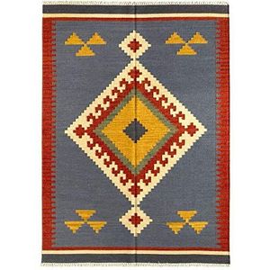 HAMID - Tapijt Kilim Lori met modern design - 100% wol - handgeweven tapijt - tapijt voor hal, woonkamer, slaapkamer, woonkamer, entree (D.1, 230 x 160 cm)