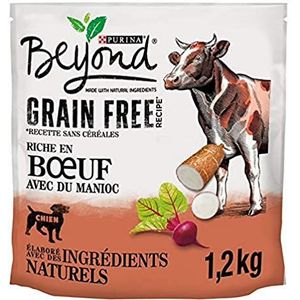 PURINA BEYOND Premium droogvoer voor honden zonder granen, met rundvlees en maniok, verpakking van 2 (2 x 1200 g zak)
