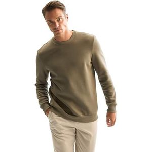 DeFacto Heren Bequeme Sweatshirt Herren Pullover, Kaki, M