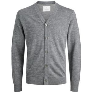 JACK & JONES Jprccmerino Gebreid V-hals cardigan, Medium grijs (grey melange), XS