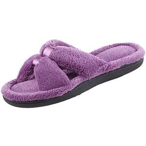 isotoner Dames Signature X-Slide Slipper, Satijnen Trim met Memory Foam