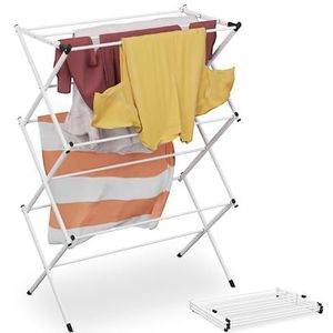 Relaxdays inklapbaar wasrek - 104 x 73 x 38 cm - 11 stangen - metaal - wit