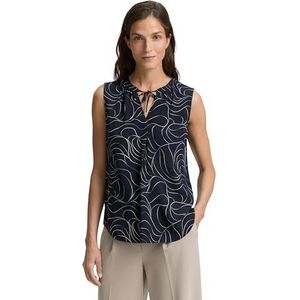 TOM TAILOR dames blouse om te strikken, 38312 - Blauw Beige Whirl Design, 36