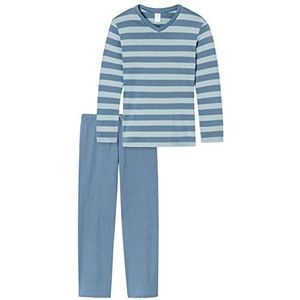 Schiesser Originele Classics Pak Lange tweedelige pyjama, blauw (jeansblauw 816), 128 cm