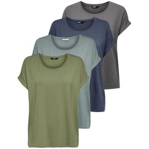 ONLY ONLMOSTER damestop, Set van 4 (Oil Green, Abyss, Plum Kitten, Ombre Blue), 3XL