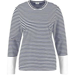 Gerry Weber Dames Geringeld shirt met lange mouwen T-shirt 1/1 mouw shirt met lange mouwen gestreept, Blauwe ring, 40