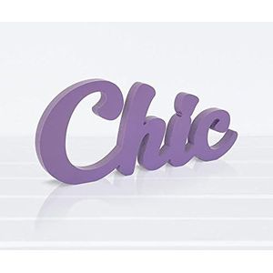 Declea Decoratief bord van hout, opschrift Chic, kleur paars, woonkamer, slaapkamer