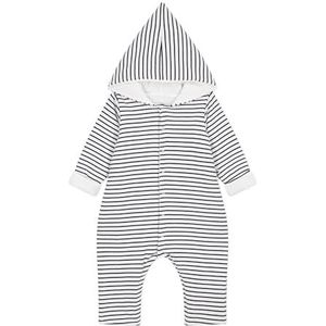 Petit Bateau Unisex baby A095U lange overall, wit marshmallow/blauw smoking, geboorte, Wit marshmallow/blauw smoking, Pasgeboren