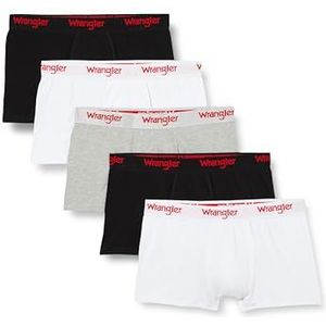 WRANGLER Boxershorts voor heren in zwart/wit/grijs | Soft Touch Cotton Rich Trunks met elastische tailleband | Comfortabel en ademend ondergoed - Multipack van 5, Zwart/Wit/Grijs Marl, M