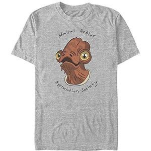 Star Wars Unisex Admiral Ackbar Organic Short Sleeve T-Shirt, Melange Grey, M, grijs (melange grey), M