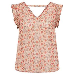 DreiMaster Vintage Dames 37323968 blouse met korte mouwen, roze meerkleurig, XL