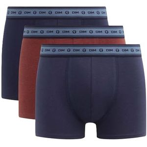 DIM Boxershorts voor heren, biologisch katoen, 3 stuks, Denimblauw/wijnrood/denimblauw, XL