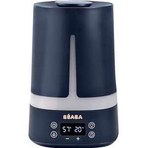 Luchtbevochtiger voor babykamer, 4 l, 27 uur batterijduur, stil, nachtlampje 7 kleuren, 360 graden, mondstuk 360 graden, 2 modi, led-display, timer, nachtblauw