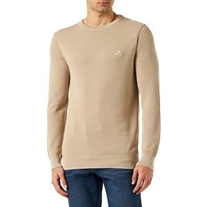 GANT Heren Katoen Pique C-Neck Pullover Concrete Beige Standaard