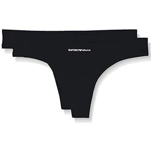 Emporio Armani Bi-pack voor dames, basic, bonding, microvezel ondergoed, zwart/zwart, L