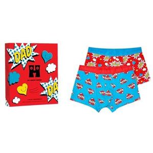 Happy Socks - 2-Pack Super Dad Short Boxers Gift Set - Blauw - Boxershorts
