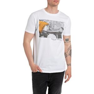 Replay T-shirt voor heren, regular slim fit, 001, wit, XL