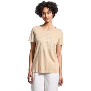 STREET ONE - T-shirt - Coastal Beige - Met Belettering Artwork