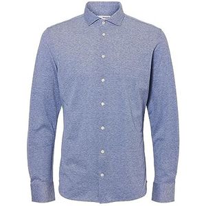 SLHSLIMBOND-Pique Knitshirt LS NOOS, Cashmere Blue, XXL