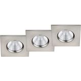 Trio Leuchten LED inbouwlampen set van 3 Zagros 650610307, metaal nikkel mat, incl. 3x 5,5 Watt LED