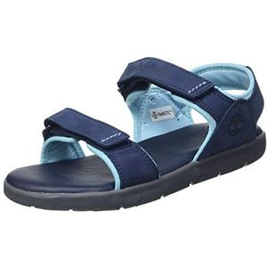 Timberland Nubble Leather 2 Strap (Junior) Sandalen voor kinderen, uniseks, blauw navy nubuck, 38 EU