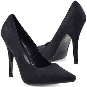 Gizelle Vrouwen Stiletto Hoge Hak Spitse Pumps Dames Party Clubbing Werk Hof Schoenen Maat 3-12, Zwart Suede, 41 EU