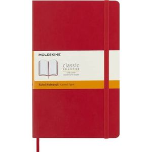 Moleskine - Klassiek Ruled Paper Notebook - Soft Cover en Elastische Sluiting Journal - Kleur Scarlet Red - Formaat Large 13 x 21 A5 - 192 pagina's