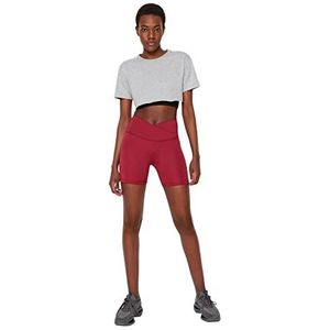Trendyol Dames sportkleding hoge taille skinny fit shorts lengte sport legging, donker magenta, XL, Donker Magenta, XL