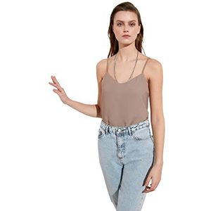 TRENDYOL Basic Hanged Blouse voor dames, lichtbruin, 40