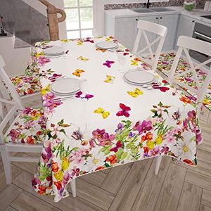 PETTI Artigiani Italiani - Tafelkleed, vuilafstotend, rechthoekig, voor keukentafel, design vlinders, X12-zits (140 x 240 cm), 100% Made in Italy