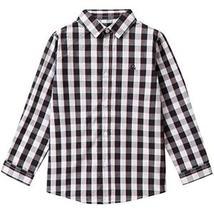 United Colors of Benetton Uniseks blouse voor kinderen en jongens, zwart geruit 94b, 1 jaar