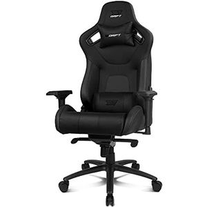 DRIFT Gaming Chair DR600 -DR600BK - Professionele Gaming Chair, kunstleer, 4D armleuningen, klasse 4 zuiger, kikmechanisme, kantelen, zwenken, vergrendelen, lende/nervelkussen, kleur zwart