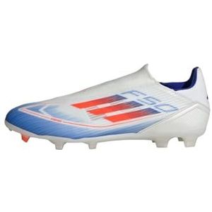 adidas Unisex F50 League veterloze voetbalschoenen stevige grondschoenen, Ftwr White Solar Rood Lucide Blauw, 44 EU