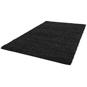 Carpet city ayshaggy Shaggy tapijt hoogpolig langpolig effen zwart zacht wollig woonkamer, grootte: loper 80 x 150 cm, 80 cm x 150 cm