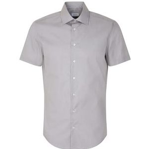Seidensticker Zakelijk overhemd voor heren, shaped fit, strijkvrij, kent-kraag, korte mouwen, 100% katoen, grijs, 42