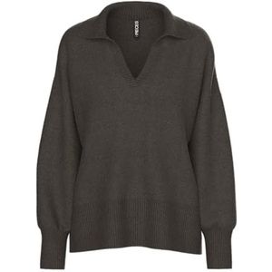 PIECES Pcmalou Ls Polo Knit Noos Bc, Hot Fudge, XXL