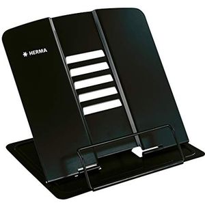 HERMA 19972 Leesstandaard van metaal (19,8 x 22,2 x 3,3 cm ingeklapt), 5 niveaus verstelbaar, antislip, boekenstandaard voor school, keuken en kantoor, boekenhouder voor kinderen, zwart
