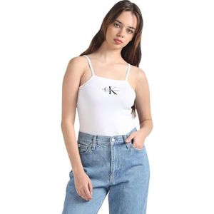 Calvin Klein Jeans Dames Monologo Strappy Body Andere Gebreide Tops, Helder Wit, XXS