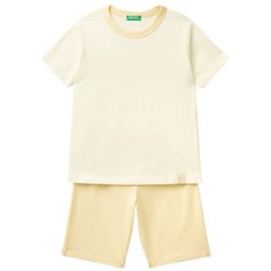 United Colors of Benetton Pig(T-shirt + short) 30960P04Q Pyjamaset, geel 1E0, S, uniseks en jongens, geel 1E0, S