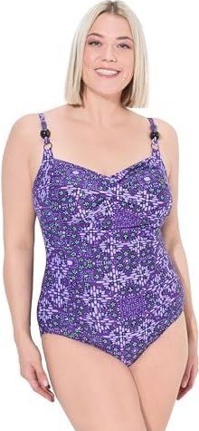 Ulla Popken - Badpak - Groen - Lila - Lichtlila - Zwart