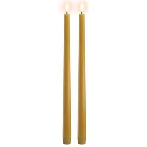 Uyuni - LED Slim Taper Candle 2 stuks – Curry Yellow, Smooth – 2,3 x 32 cm (UL-TA-CY02332-2)