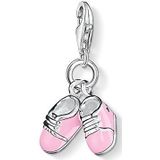 Thomas Sabo Dames-bedelhanger babyschoenen geboorte Charm Club 925 sterling zilver roze 0820-007-9