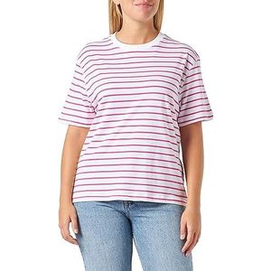 Stripe T-shirt; Fuchsia Red, roze, L