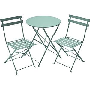 Gartenfreude, stoel + tafel, balkon, terras, metaal, lichtgroen bistroset, 60 x 60 x 71 cm