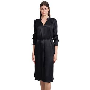 Blousejurk - Zwart - 100% Viscose - Met Bindceintuur